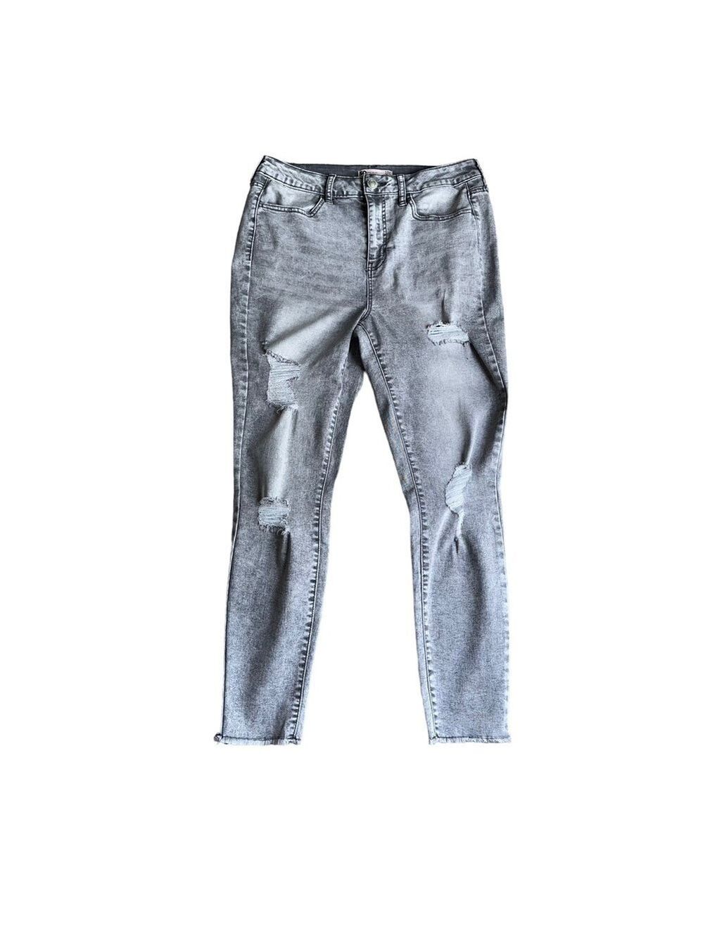 SO Acid Wash High Rise Distressed Grey Jeggings Juniors Size 11